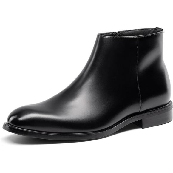 Men's Chelsea Boots Zip Ankle Dress Boot Black - Picture 1 of 6